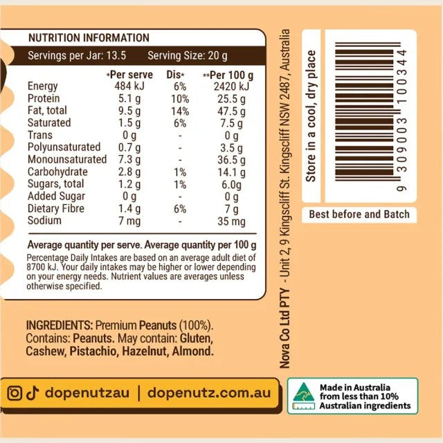 Dope Nutz - Peanut Butter Natural 325g