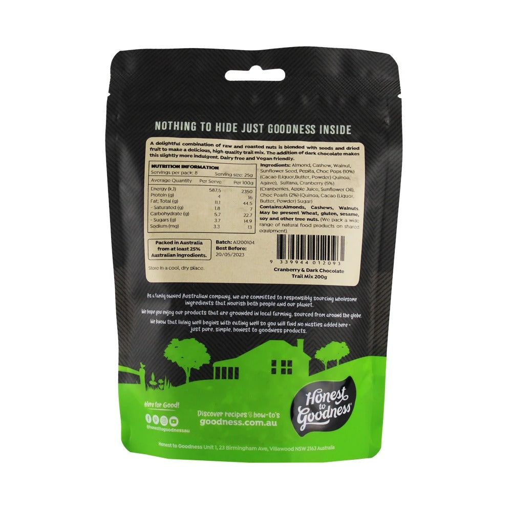 Honest to Goodness - Cranberry & Dark Chocolate Trail Mix 200g