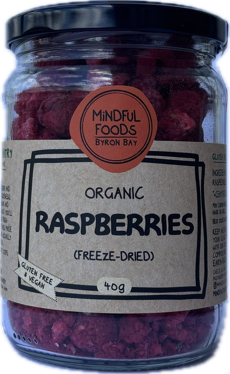 Mindful Foods - Raspberries Freeze-dried Organic 40g
