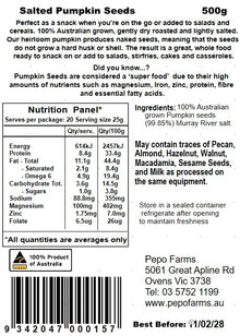 Australian Pumpkin Seeds - Salted Pumpkin Seeds 100g