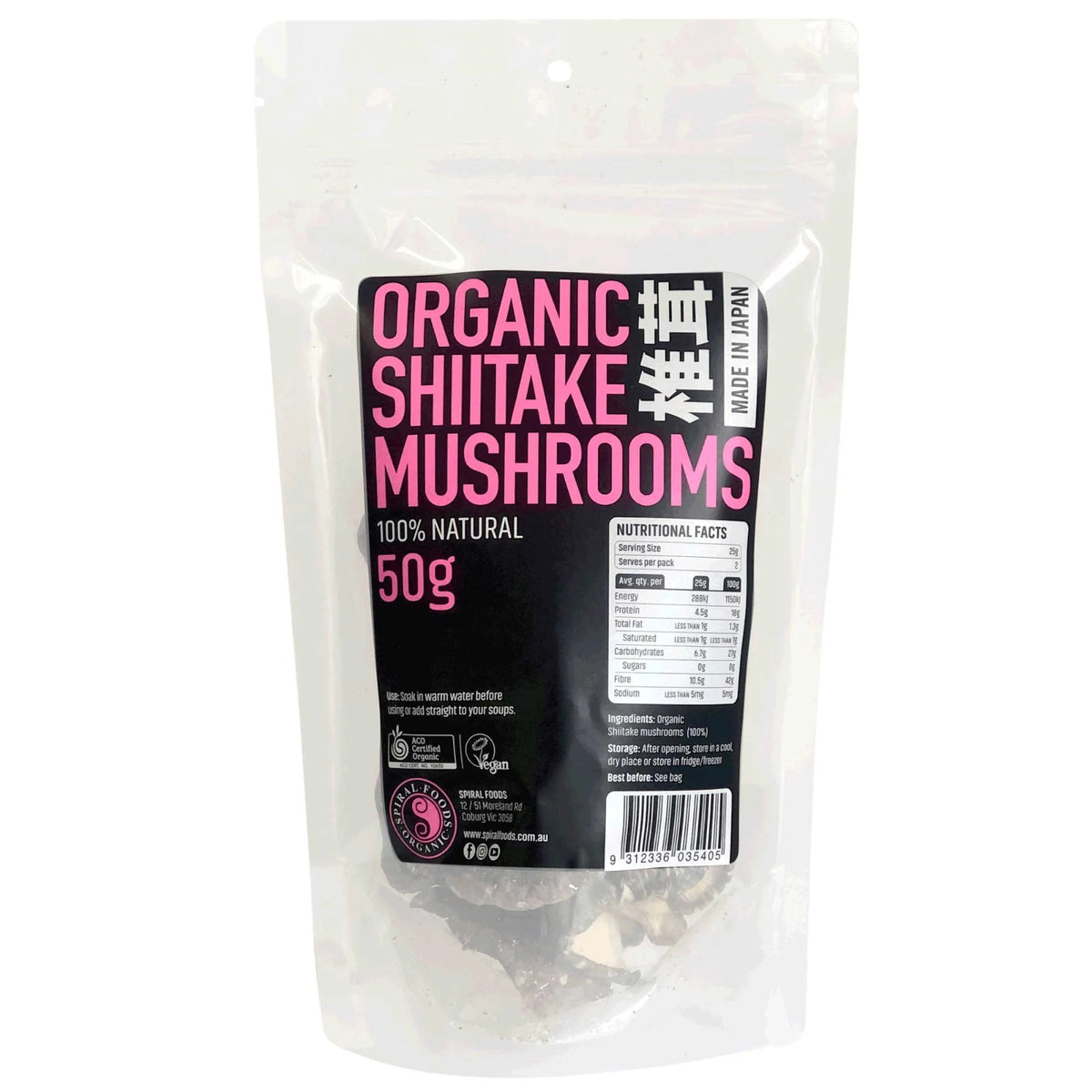 Spiral Foods - Organic Shiitake Mushrooms 50g