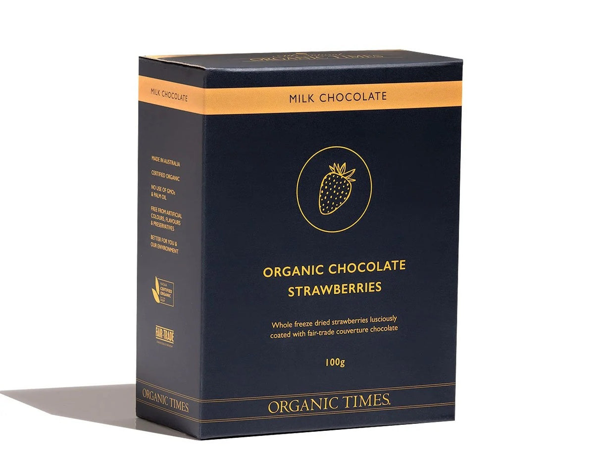Organic Times - Milk Chocolate Strawberries 100g